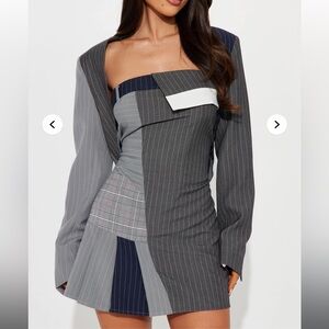 Stylish Gray Patchwork Dress set